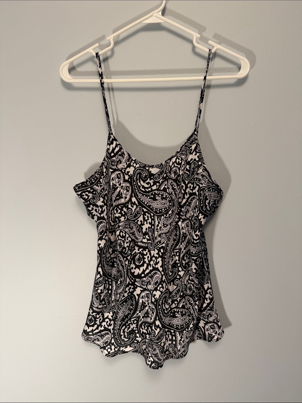 Black & White Paisley Spaghetti-Strap Cami Top